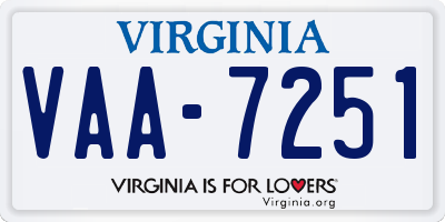 VA license plate VAA7251
