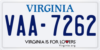 VA license plate VAA7262