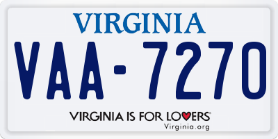 VA license plate VAA7270