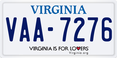 VA license plate VAA7276