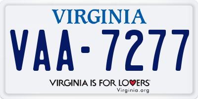 VA license plate VAA7277
