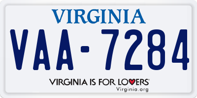 VA license plate VAA7284