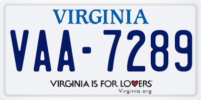 VA license plate VAA7289