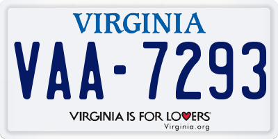 VA license plate VAA7293