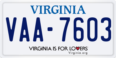 VA license plate VAA7603