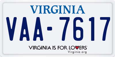 VA license plate VAA7617