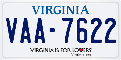VA license plate VAA7622