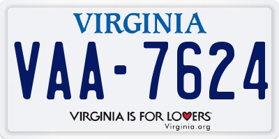 VA license plate VAA7624