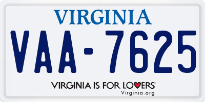 VA license plate VAA7625