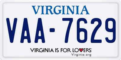 VA license plate VAA7629
