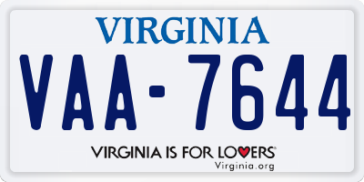 VA license plate VAA7644