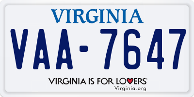 VA license plate VAA7647