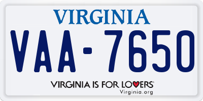 VA license plate VAA7650