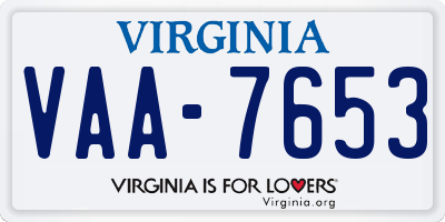 VA license plate VAA7653