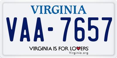 VA license plate VAA7657