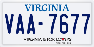 VA license plate VAA7677