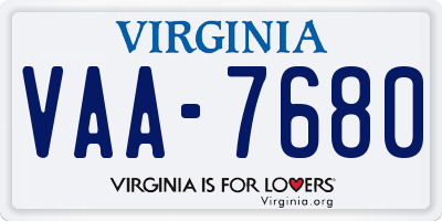 VA license plate VAA7680