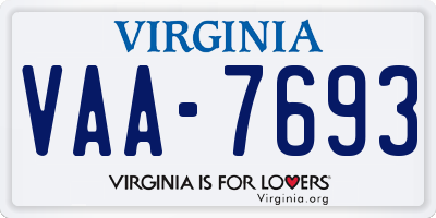 VA license plate VAA7693