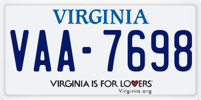 VA license plate VAA7698
