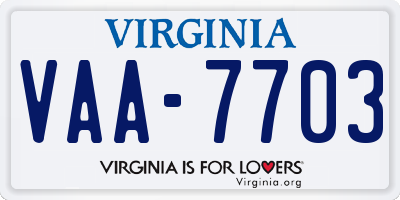 VA license plate VAA7703