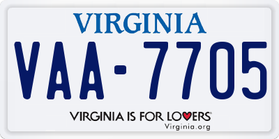 VA license plate VAA7705