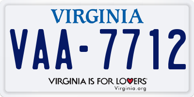VA license plate VAA7712