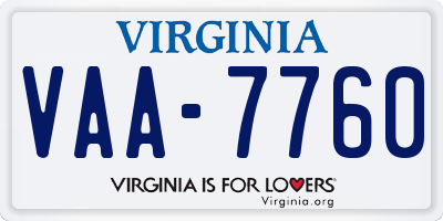 VA license plate VAA7760