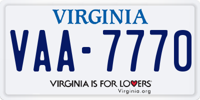 VA license plate VAA7770