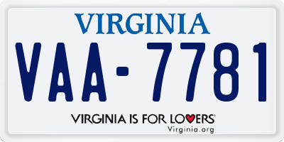 VA license plate VAA7781