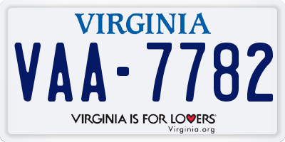 VA license plate VAA7782