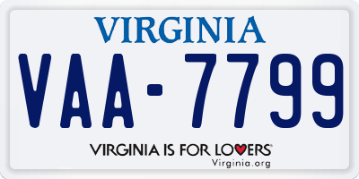 VA license plate VAA7799