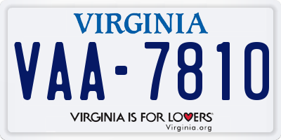 VA license plate VAA7810