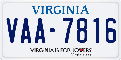 VA license plate VAA7816