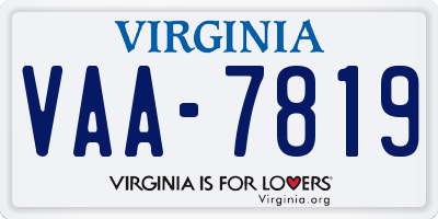 VA license plate VAA7819