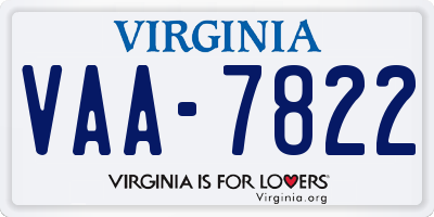 VA license plate VAA7822