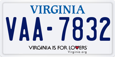 VA license plate VAA7832