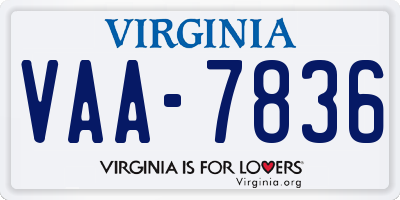 VA license plate VAA7836