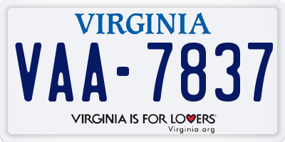 VA license plate VAA7837