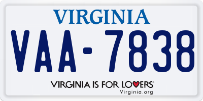 VA license plate VAA7838
