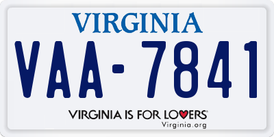 VA license plate VAA7841