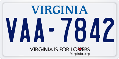 VA license plate VAA7842