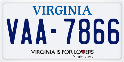 VA license plate VAA7866