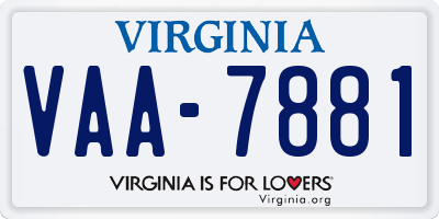 VA license plate VAA7881