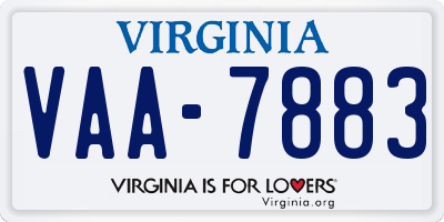 VA license plate VAA7883