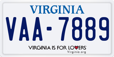 VA license plate VAA7889