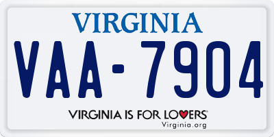 VA license plate VAA7904