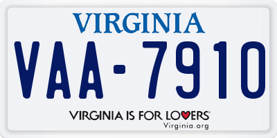 VA license plate VAA7910