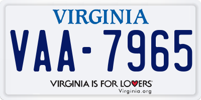 VA license plate VAA7965
