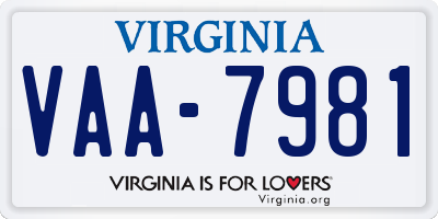 VA license plate VAA7981