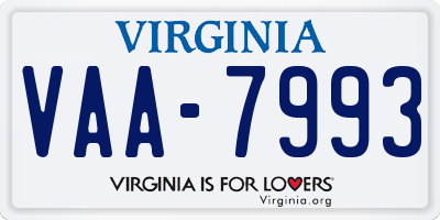 VA license plate VAA7993